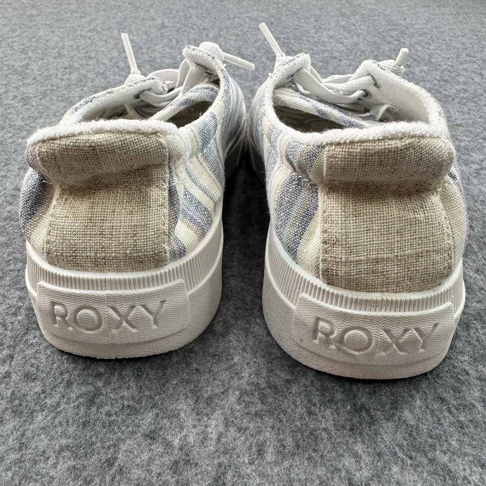 Roxy Summer Sky Canvas Sneaker Ivory/blue Stripe Women 7 Skater Girl Sporty NWOT - Picture 7 of 8